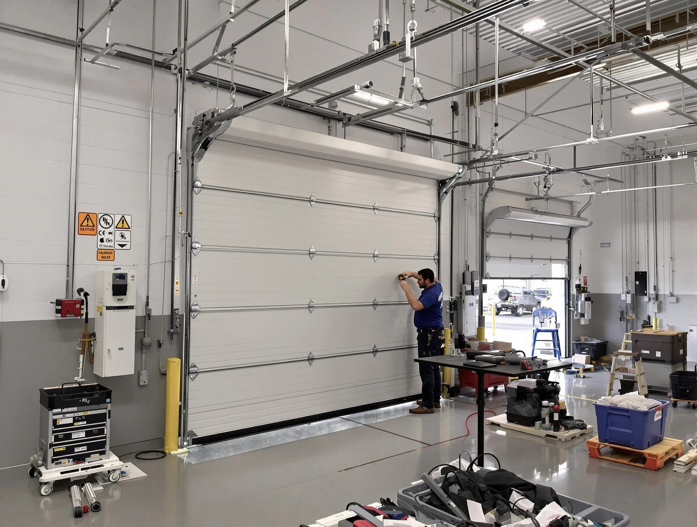Commercial garage door repair being performed by Jasper Garage Door Repair expert in Jasper