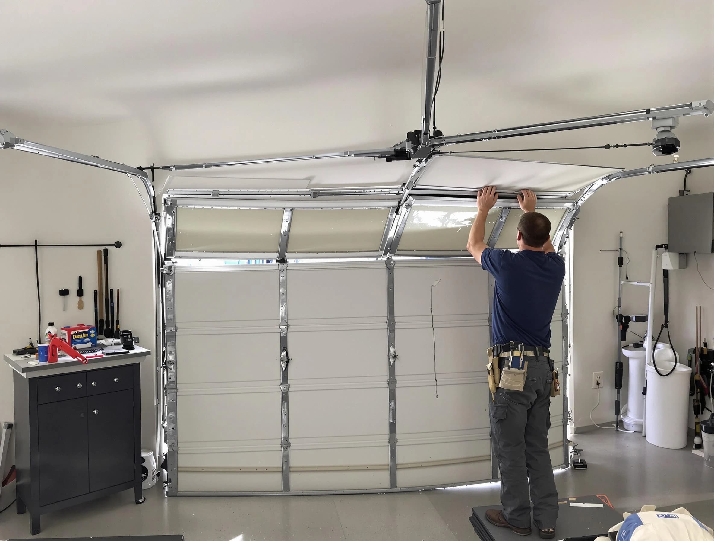 Jasper Garage Door Repair specialist performing precise section replacement on Jasper garage door