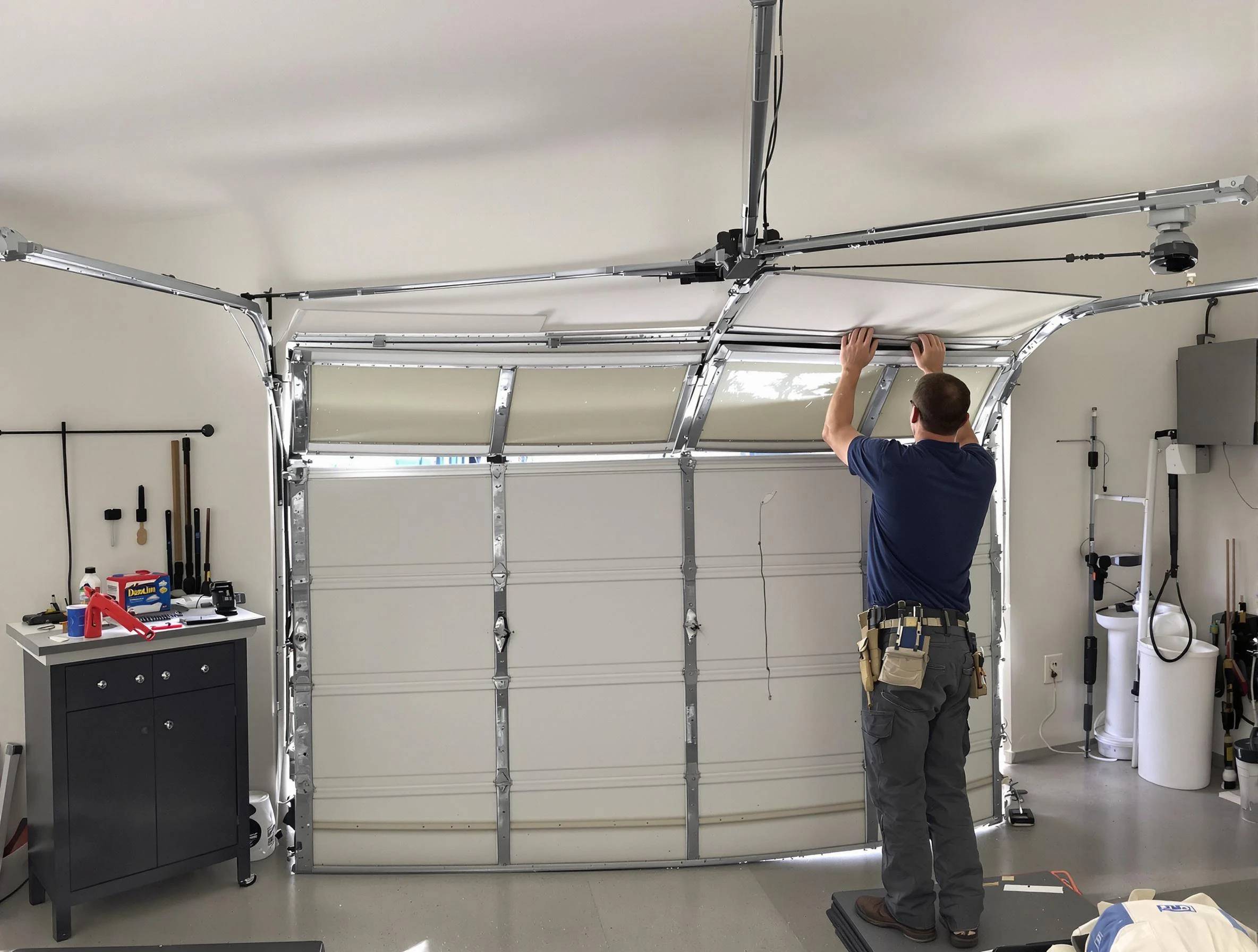 Jasper Garage Door Repair specialist performing precise section replacement on Jasper garage door