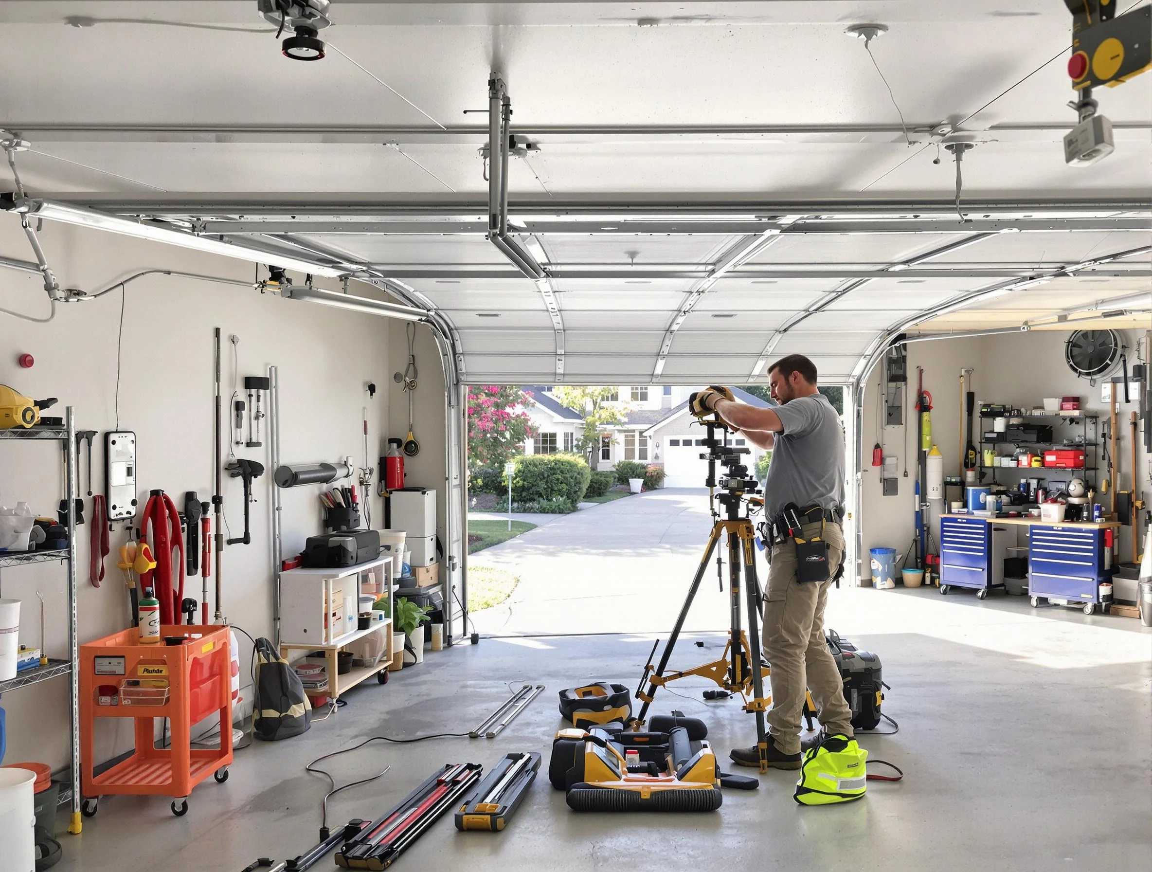 Jasper Garage Door Repair specialist performing laser-guided track alignment in Jasper